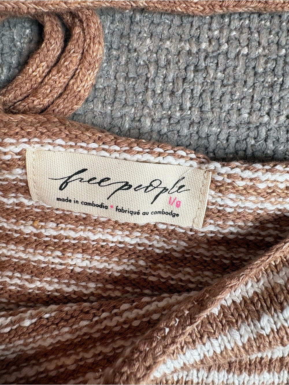Free People Claire Tank Size Large NWT Striped Knit Tie Strap Tank - Picture 8 of 8
